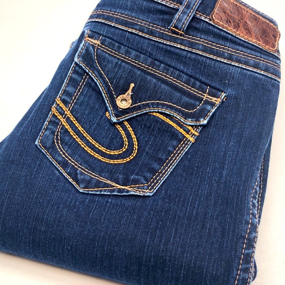 * VINTAGE SILVER MCKENZIE SLIMCUT JEANS 30x32 RARE LEATHER PATCH 😎
